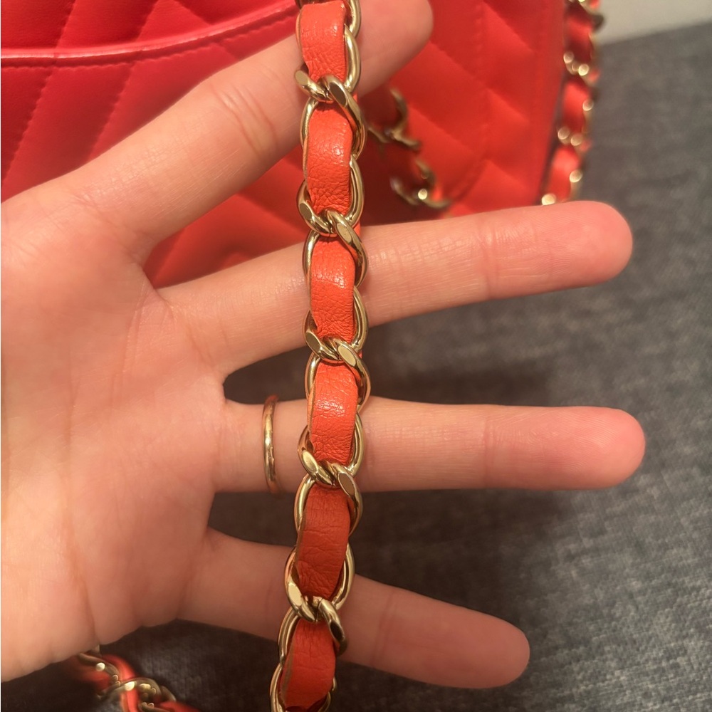 Chanel Red Chevron Mini Square Flap Bag - Picture 4 of 12